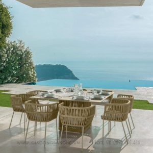 ghế ngoài trời đan dây dù