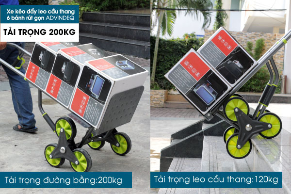xe kéo hàng cầu thang