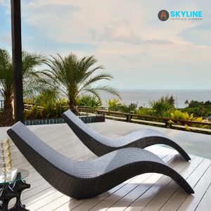 ghế tắm nắng đan mây nhựa