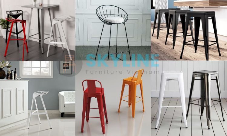 ghế cao quầy bar chất liệu sắt