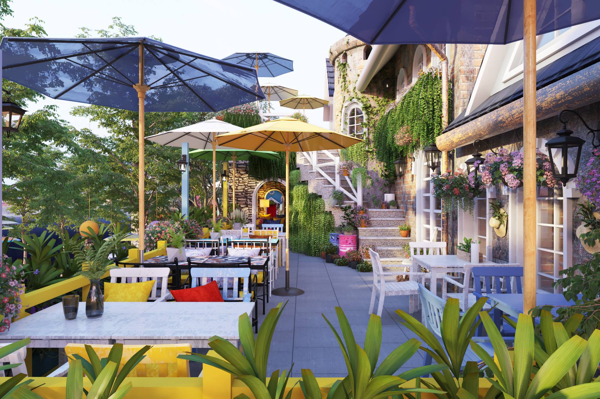 bộ bàn ghế cafe sân vườn