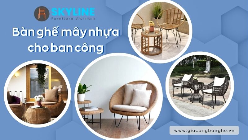 Bàn ghế nhựa giả mây ban công