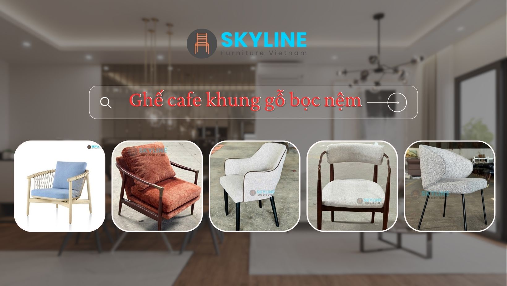 ghế cafe khung gỗ bọc nệm