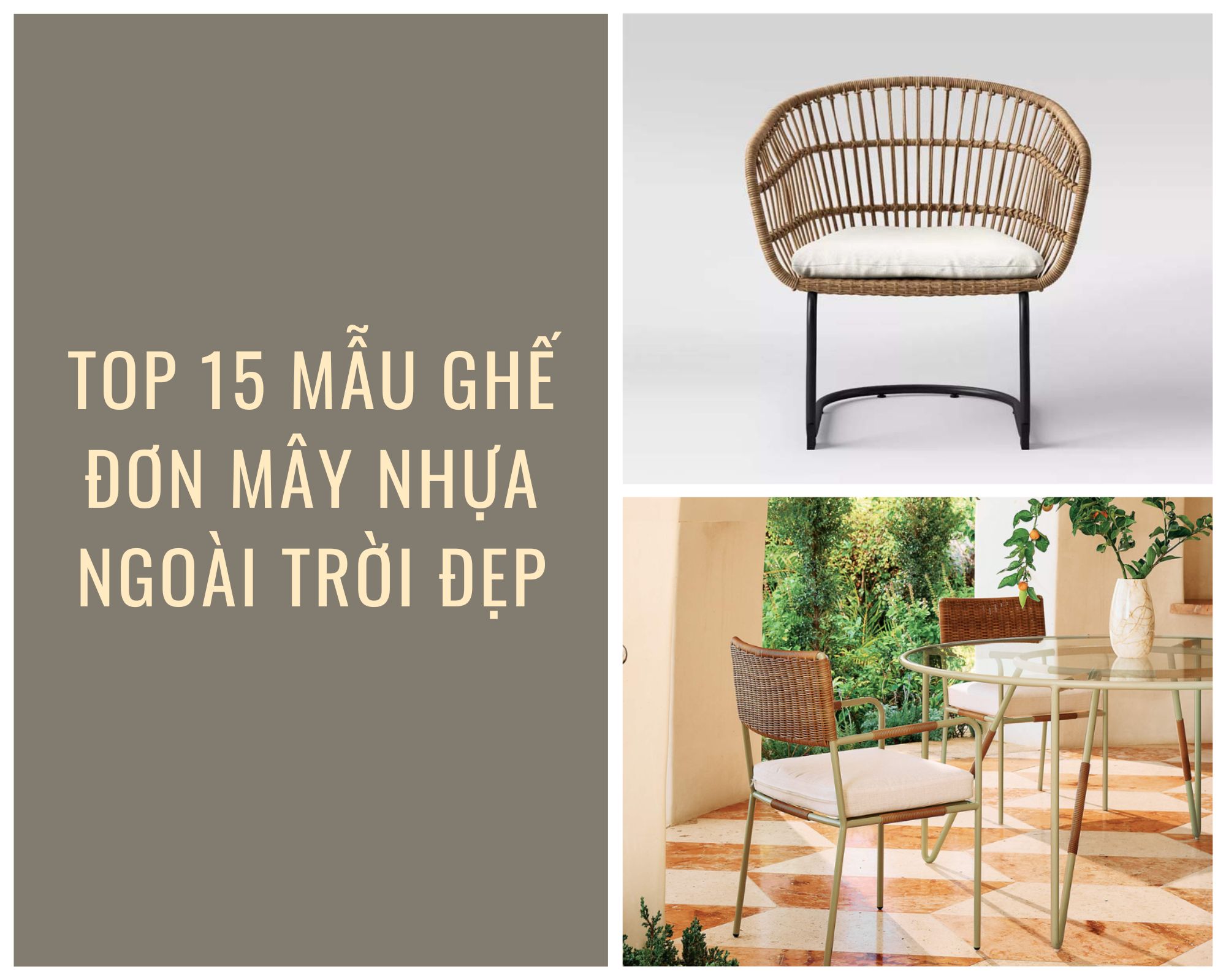 mẫu ghế đơn mây nhựa ngoài trời
