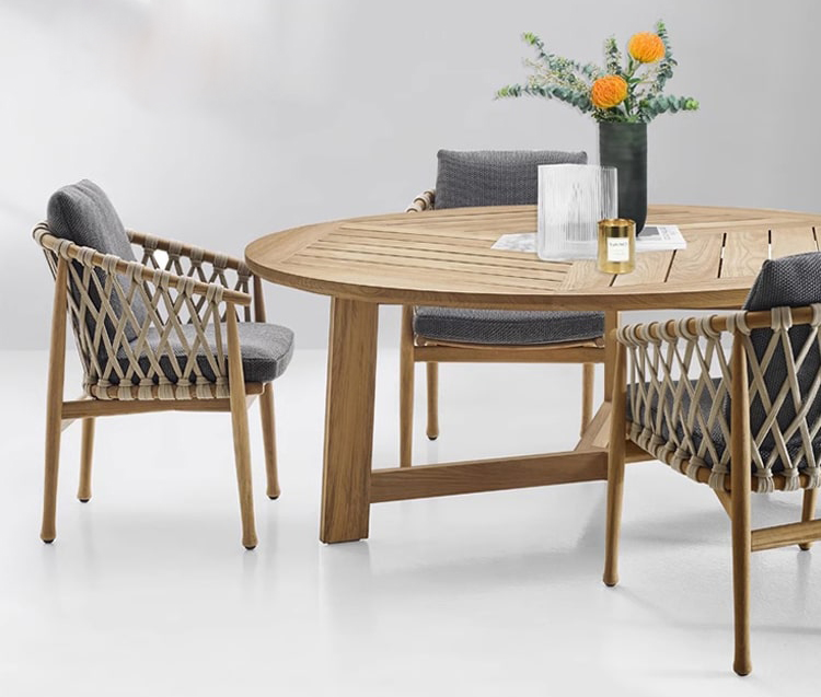 ghế gỗ Teak tự nhiên đan dây dù đẹp