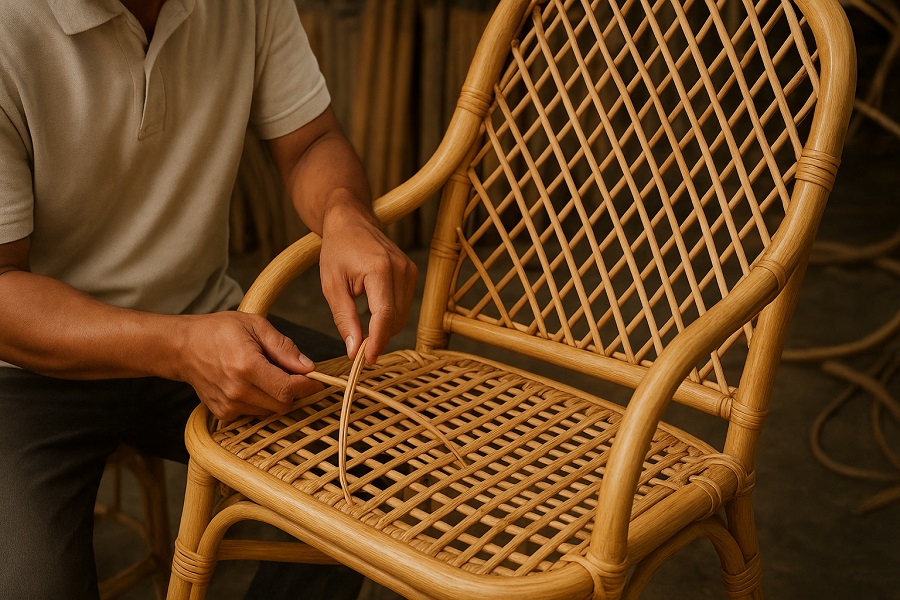 gia công bàn ghế đan mây