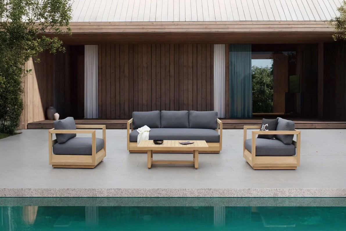 sofa gỗ teak ngoài trời