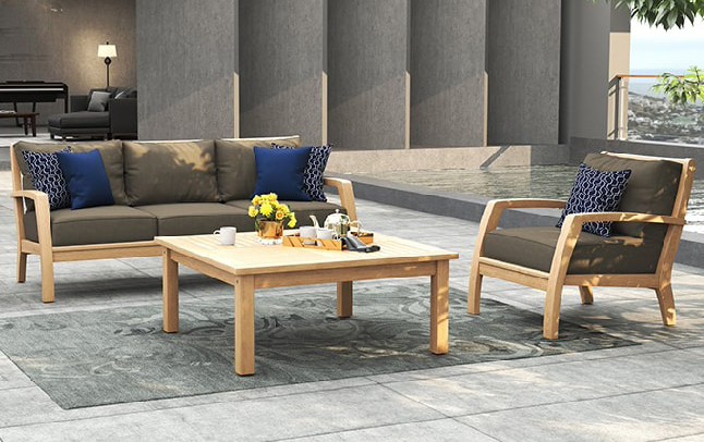 mẫu sofa gỗ teak ngoài trời tự nhiên